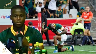 Springboks Aphelele Fassi reacts to incredible performance and winning the Rugby Championship [upl. by Gilly]