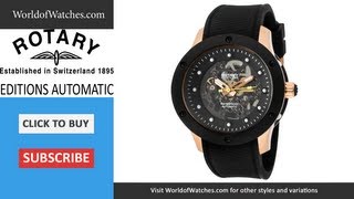 ROTARY Mens Editions Automatic See Thru Black Dial Two Tone IP Case Black Rubber 513C [upl. by Oiratno836]