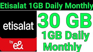 Etisalat 1GB DAILY Data Monthly Package 2024 Etisalat 30GB Monthly Data [upl. by Shiller]