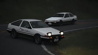 Takumi Fujiwara AE86 VS Shinji Inui AE86 Coupe  Akina touge battle [upl. by Dougy]