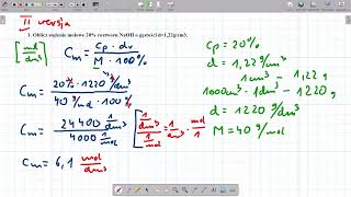 Przeliczanie stężeń Zmiana stężenia roztworu [upl. by Alakcim]