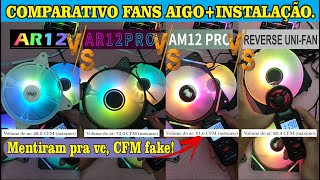 Comparativo Fans Aigo AR12 vs AR12PRO vs AM12PRO vs Fans REVERSOS AIGOJONSBO [upl. by Ellehcen197]