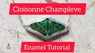 How to Make Champleve Cloisonne Enamel Enameling techniques Tutorial Green Moth [upl. by Korney]