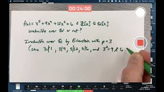 Eisensteins Criterion Example Polynomial is Irreducible over the Rationals ℚ [upl. by Nehgaem]