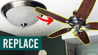 How to Replace a Light with a Ceiling Fan Install a Ceiling Fan  Step by Step [upl. by Pren]