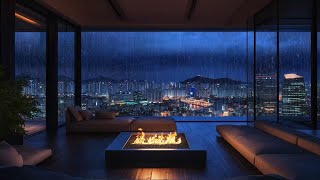 Spend The Night In This Exclusive Luxury Apartment  Heavy Rain Thunder amp Crackling Fireplace Sound [upl. by Madelena]