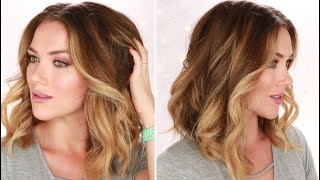 HOW TO CURL YOUR HAIR FOR BIG SOFT BEACH WAVES  SHORT TO MEDIUM HAIR  RITA ALMUSA [upl. by Enella]