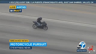 Motorcyclist leads authorities on highspeed chase through San Gabriel Valley  ABC7 [upl. by Nij879]