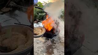 Do you believe sawdust can burn automobile woodstove fire woodburningstove diy bbq woodfired [upl. by Ynnod]