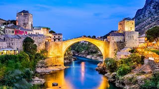 Old Bridge Area of the Old City of Mostar Bosnia and Herzegovina [upl. by Ijat]