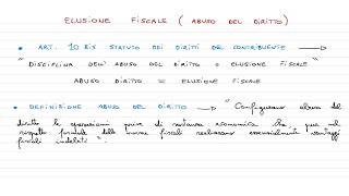 Diritto Tributario  Elusione Fiscale o Abuso del Diritto [upl. by Nitsuga180]