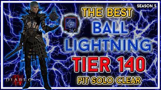 Best Ball Lightning Sorc Build Pit 140 Clear  Season 5 Diablo 4 [upl. by Eniac]