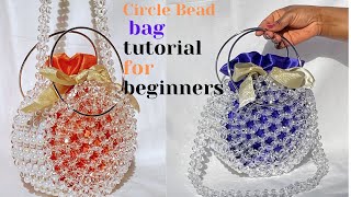 HOW TO MAKE ROUND BEADED BAGCIRCLE BAG TUTORIALBEAD BAG TRENDING BEAD BAGHOW TO MAKE PEARL BAG [upl. by Kaila]