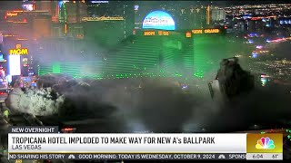 Las Vegas bids farewell to Tropicana with flashy implosion [upl. by Enaffit]