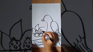 Bird drawing drawing birddrawingeasy stepbystepsdrawingshorts [upl. by Elita]