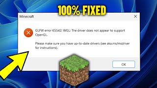 GLFW error 65542  65543 WGL The driver does not appear to support Opengl  How To Fix Minecraft ✅ [upl. by Yluj]