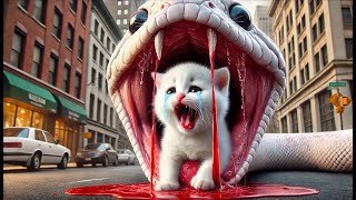 Kitten is Eaten by Snake  Sad story cat aicat catsfamily catlovers catvideos aicats aiart [upl. by Aicirtak]