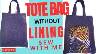 How to Make a Tote Bag Without lining Simple and Easy Tutorial totebag sewing diy bag [upl. by Rosalynd549]