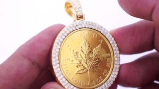 1 0z 24k maple leaf gold coin with 4 carat diamond pendant [upl. by Haynes]