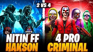 INDIAS TOP 1 CRIMINALS VS NITIN FF AND HAKSON PRO GAMING 🥵 GHOST CRIMINAL GAMEPLAY 👿  FREE FIRE [upl. by Kcirde452]