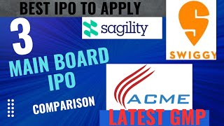 Sagility India IPO vs Swiggy IPO vs ACME Solar  IPO GMP Today  IPO Review [upl. by Lundquist561]