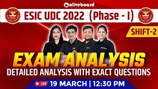 ESIC UDC Exam Analysis 2022  Phase  1  Shift  2  Detailed Analysis With Exact Questions [upl. by Anneirda153]