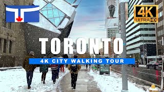 Winter Walk in Toronto Canada ❄️ Bloor Yorkville UofT Snow Day Night Walk 4K HDR 60fps [upl. by Ordway566]