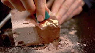 ASMR Excavation in a watersoaked block of plaster [upl. by Bowe]