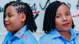 Jinsi ya kusuka NYWELE YA UZI  UTUMBO WA UZI  Fake twist Hairstyle [upl. by Ydnagrub]