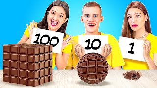 100 LAYERS FOOD CHALLENGE  Giant VS Tiny Food For 24 Hours by 123 Go CHALLENGE [upl. by Boak]