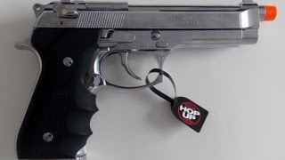 Pistola Airsoft GBB Tokyo Marui M92FS Chrome Stainless Pistol 6mm cromada [upl. by Ahmar]