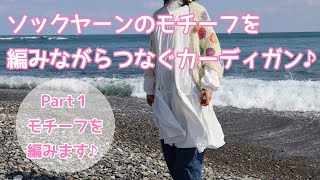 【かぎ針編み】ソックヤーンのモチーフを編みながらつなぐカーディガン♪ 【 Part１ モチーフを編みます♪ 】 crochet cardigan ～編み物 Vlog 160～ [upl. by Beck]