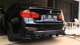 BMW F30 335i w M3Style Quad Tips ARMYTRIX Performance Exhaust  Revs [upl. by Odrahcir]