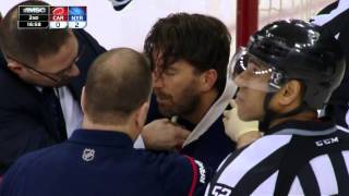 Gotta See It Lundqvist takes puck to neck stays in game [upl. by Nybor]