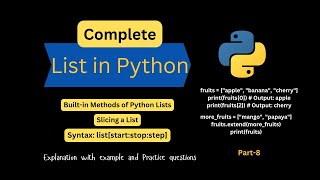 List in Python Complete Guide Index Slice Methods  Python for Beginners  Python Program Hindi [upl. by Le]