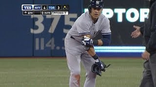 NYYTOR Ellsbury picks up three hits vs Blue Jays [upl. by Akitnahs]