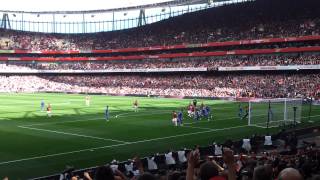 Santi Cazorla corner vs Chelsea 290912 [upl. by Ahseile]