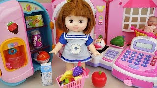 Baby doll refrigerator food and mart register toys play [upl. by Groot15]