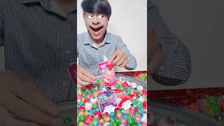 ASMR MUKBANG Edible Crayon Peelable Gummy Candy Edible Paint Roller Rainbow Food and Gummy 16 [upl. by Ardek]