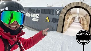 Skiing the famous Tunnel Piste  Alpe d’Huez  Insta360 [upl. by Anairt]