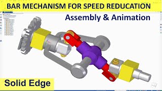 Solid Edge Assembly amp Motion Animation 5  Bar mechanism for speed reduction [upl. by Egedan]