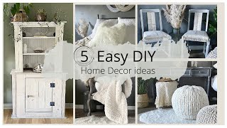 5 Home Decor IKEA hacks Fur Pillow amp Chair Pouf ottoman Chalk Painted Furniture  asmr diy craft [upl. by Celik]