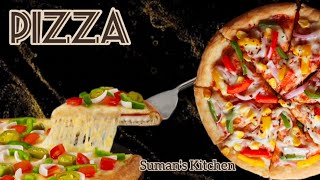 Homemade Veg Pizza Recipe  Easy Pizza Recipe  How to make Pizza  Sumans Kitchen [upl. by Elletnahs]