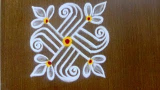 4 attractive mini rangoli design for beginners 3×3 dots small muggulu Thiru Aarooran kolangal [upl. by Burrill]