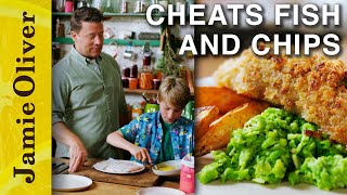 Cheats Fish and Chips  Jamie Keep Cooking Family Favourites [upl. by Lleirbag]