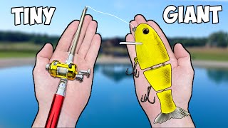 Tiny Rod Giant Lure Fishing Challenge [upl. by Akinaj]