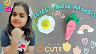 How to make the Cutest Fridge Magnets  DIY clay fridge magnet cutesistersvibes [upl. by Purpura]