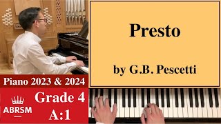 ABRSM Piano 20232024 Grade 4 A1 Pescetti Presto in C Minor Piano Tutorial [upl. by Millicent]