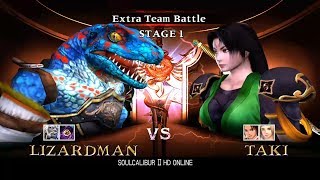 Soulcalibur 2 HD Extremely Hard Extra Team Battle with Lizardman Charade and Cervantes [upl. by Epillihp964]