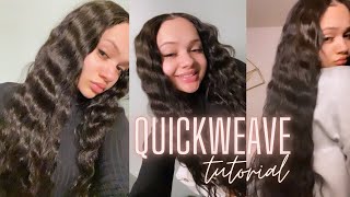 LOOSE DEEP WAVE QUICKWEAVE w LeaveOut  Loose crimps Install [upl. by Prosser]